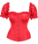 Top Drawer Steel Boned Red Satin Overbust Corset with Sleeves - 810112207613