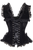 Top Drawer Black Velvet & Lace Steel Boned Corset with Cap Sleeves - 840389608011