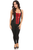 Top Drawer Black Satin & Red Sequin Steel Boned Corset with Straps - 655222162595