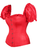Top Drawer Steel Boned Red Satin Overbust Corset with Sleeves - 810112207606