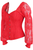 Top Drawer Red with Red Lace Steel Boned Long Sleeve Corset - 810112205725