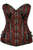 Top Drawer Brocade & Faux Leather Steel Boned Corset - 782588099651