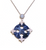 Natural Sodalite & Blue Lace Circle Pendant, 925 Sterling silver, Platinum - 000354896925
