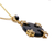 Natural Black Obsidian Circle Pendant, 925 Sterling silver, Yellow Gold - 000354896909