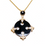 Natural Black Obsidian Circle Pendant, 925 Sterling silver, Yellow Gold - 000354896909