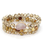 Multi Glass and Gold Beaded Stretch Bracelet with White Druzy - 810104072496
