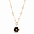 Eklexic Ashley Enamel Pendant Necklace, Black, 36 Inch Chain, Dramatic Long Style