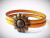 Silver/Brass Flower Leather Bracelet - 000854125436