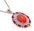 Shell Sea Coral, Garnet, Opal Dangle Necklace, Pendant, 925 Sterling Silver - 000354897008