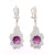 Simulated Amethyst And Diamond Drop Earrings, 925 Sterling Silver, Platinum Plate - 000354897011