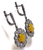 Yellow Agate Dangle Earrings, 925 Sterling Silver, Black Gold Embraced - 000354897108