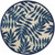 4’ Round Navy and Beige Leaves Indoor Outdoor Area Rug - 4512822815756