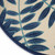 4’ Round Navy and Beige Leaves Indoor Outdoor Area Rug - 4512822815756