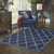 5' X 8' Blue and Ivory Geometric Stain Resistant Indoor Outdoor Area Rug - Blue, Ivory