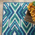 4' X 6' Blue and Ivory Geometric Stain Resistant Indoor Outdoor Area Rug - Blue, Ivory