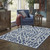 6' X 9' Navy Geometric Stain Resistant Indoor Outdoor Area Rug - 606114574569
