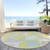 8' Yellow Mint Green And Beige Round Ogee Washable Indoor Outdoor Area Rug