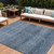 9' X 12' Blue And Ivory Geometric Washable Indoor Outdoor Area Rug - Blue, Ivory