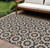 9' X 12' Charcoal Silver And Copper Floral Medallion Washable Indoor Outdoor Area Rug