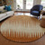 8' Copper Brown And Beige Round Striped Washable Indoor Outdoor Area Rug