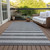 9' X 12' Gray and White Striped Washable Non Skid Indoor Outdoor Area Rug