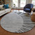 8' Charcoal Gray And Silver Round Abstract Washable Indoor Outdoor Area Rug - 608219086947