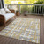 9' X 12' Gold Ivory And Gray Striped Washable Indoor Outdoor Area Rug