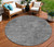 8' Gray And Smoky Black Round Abstract Washable Indoor Outdoor Area Rug - Gray, Smoky Black