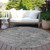 8' Gray And Smoky Black Round Abstract Washable Indoor Outdoor Area Rug - Gray, Smoky Black