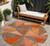 8' Rust Gray And Pink Round Geometric Washable Indoor Outdoor Area Rug