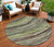 8' Artichoke Green Brown And Ivory Round Abstract Washable Indoor Outdoor Area Rug