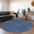8' Navy Blue Gray And Ivory Round Polka Dot Washable Indoor Outdoor Area Rug