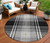 8' Black Gold And Gray Round Plaid Washable Indoor Outdoor Area Rug