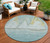 8' Teal Blue And Gold Round Nautical Washable Indoor Outdoor Area Rug