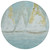 8' Teal Blue And Gold Round Nautical Washable Indoor Outdoor Area Rug