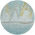 8' Teal Blue And Gold Round Nautical Washable Indoor Outdoor Area Rug