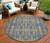 8' Blue Taupe And Beige Round Moroccan Washable Indoor Outdoor Area Rug