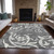 10' X 14' Charcoal Silver And Gray Floral Washable Indoor Outdoor Area Rug