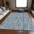 9' X 12' Navy Blue And Ivory Striped Washable Indoor Outdoor Area Rug