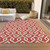 8' X 10' Red And Ivory Geometric Washable Indoor Outdoor Area Rug - Red, Ivory