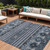 8' X 10' Blue Gray And Charcoal Tribal Washable Indoor Outdoor Area Rug