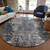 8' Gray Charcoal And Silver Round Abstract Washable Indoor Outdoor Area Rug Transitional Style - Gray, Charcoal, Silver Color