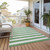 9' X 12' Green and White Striped Washable Indoor Outdoor Area Rug
