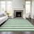 9' X 12' Green and White Striped Washable Indoor Outdoor Area Rug