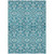 8' X 10' Teal Blue And Ivory Damask Washable Indoor Outdoor Area Rug