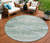 8' Mint Green And Pale Aqua Round Abstract Washable Indoor Outdoor Area Rug
