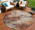 8' Rust And Beige Round Abstract Washable Indoor Outdoor Area Rug - Rust, Beige