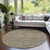 8' Orange Copper And Gray Round Striped Washable Indoor Outdoor Area Rug