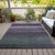 10' X 14' Purple And Olive Green Striped Washable Indoor Outdoor Area Rug