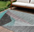 10' X 14' Teal Blue Aqua And Charcoal Abstract Washable Indoor Outdoor Area Rug - Teal Blue, Aqua, Charcoal